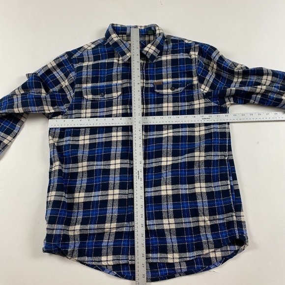 Orvis Flannel Shacket Shirt Jacket Mens Large Blue Check Plaid Cotton - Picture 8 of 12